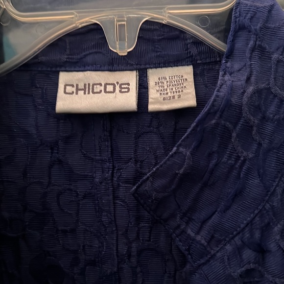 Royal blue Chicos, jacket with buttons and pocket size 2 - Picture 2 of 4